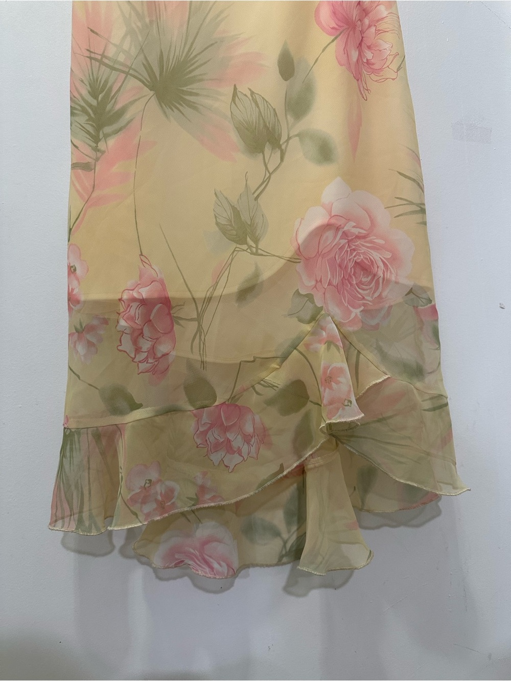 Dress Barn Butter Yellow Y2K Vintage Floral Maxi Dress Sz 12 Dainty Semiformal - Picture 5 of 9